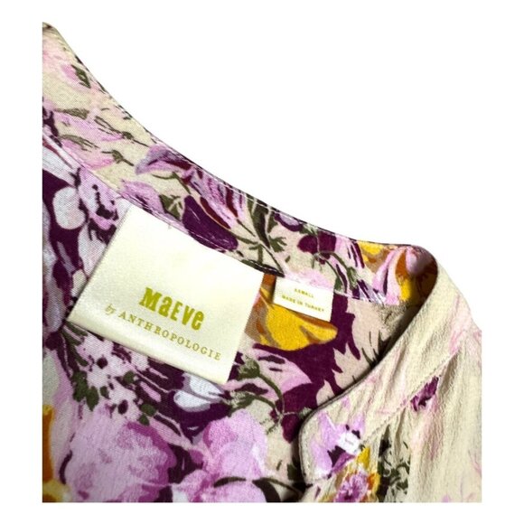 MAEVE ANTHROPOLOGIE Floral Summer Fall Casual Cute Dress Womens XS - Picture 4 of 6